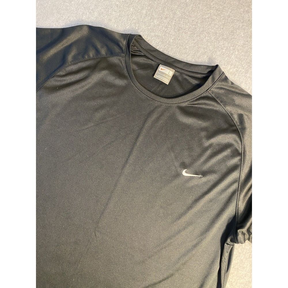 Nike Shirt Mens Small Swoosh‎ Logo Dri Fit Short Sleeve Gym Run Black Athleisure